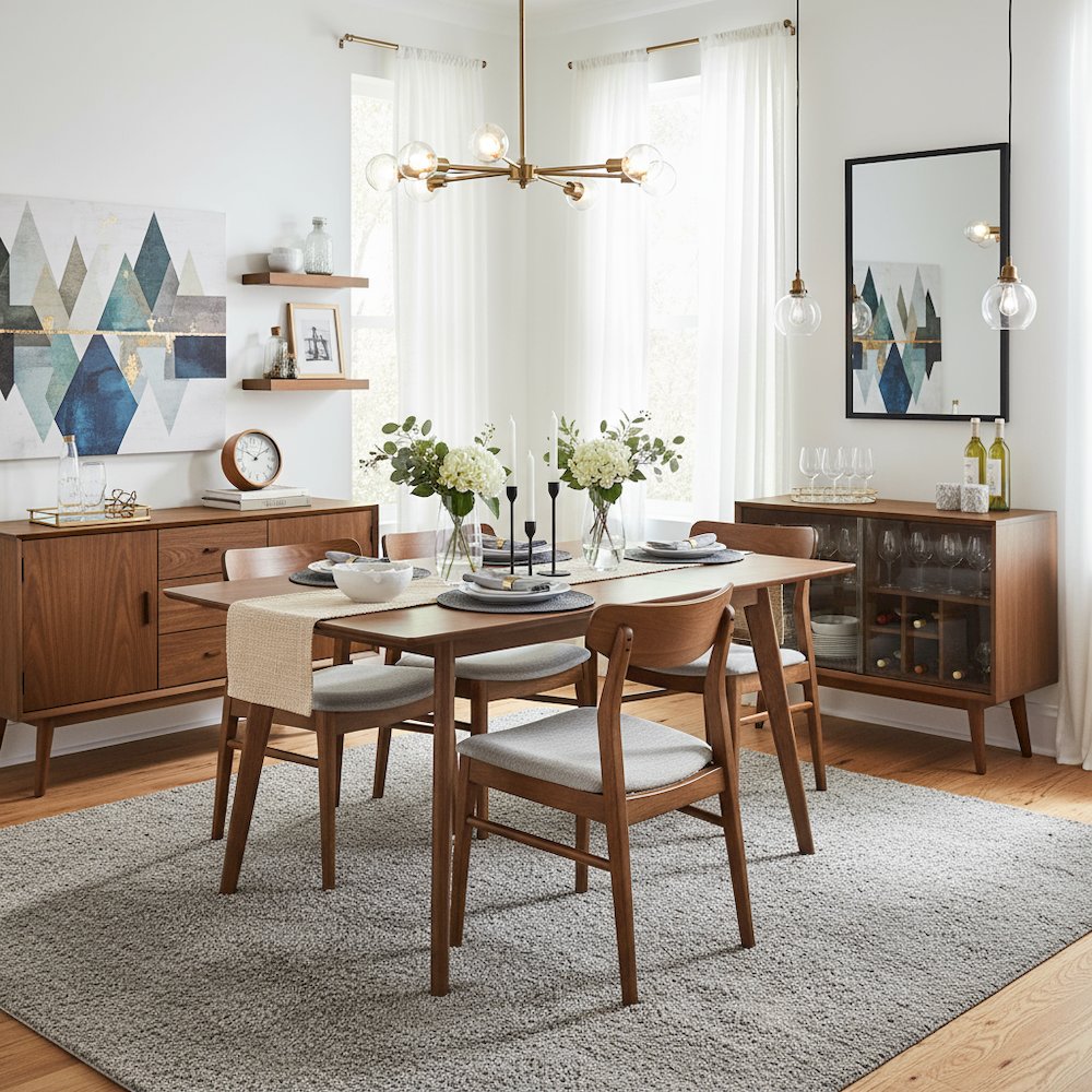 Brown Modern Dining Table – Wooden Rectangle Kitchen and Dining Room Table