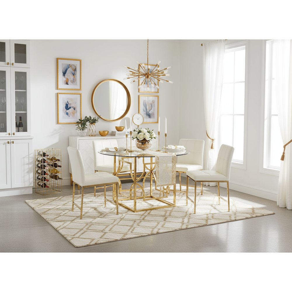 Brass Color Square Dining Table Base - 24 Inch Metal Dining Table Base