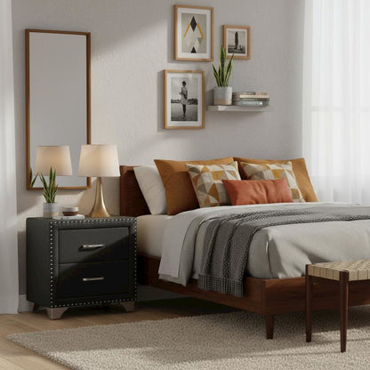 Upholstered 2-drawer Nightstand Grey