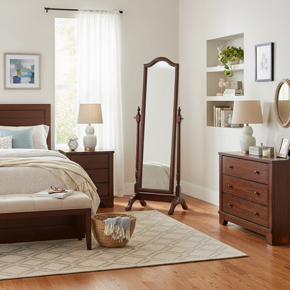 Brown Mirror Full Length Standing Body Mirror with Wooden Cheval Frame