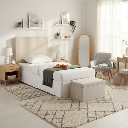 Beige Upholstered Twin Headboard, Modern Bed Headboard for Dorm Rooms