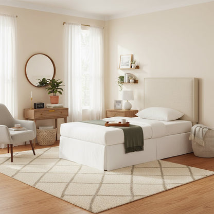 Beige Upholstered Twin Headboard, Modern Bed Headboard for Dorm Rooms