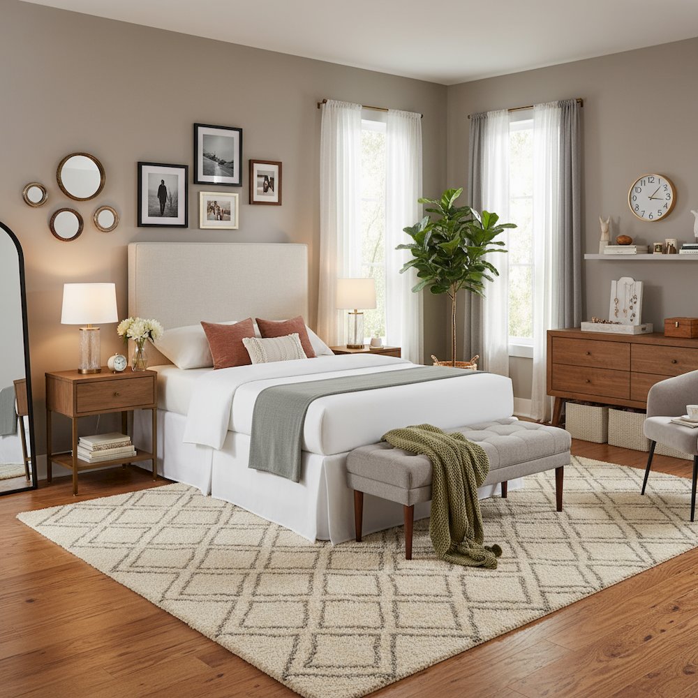Beige Upholstered Twin Headboard Stylish Bed Headboard for Dorm Room