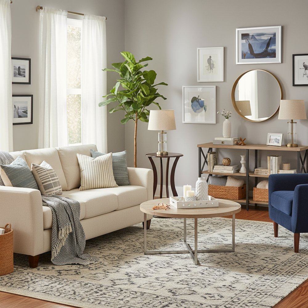 Brown Pedestal 18 Inch Side Table - End Table for Living Room Accent
