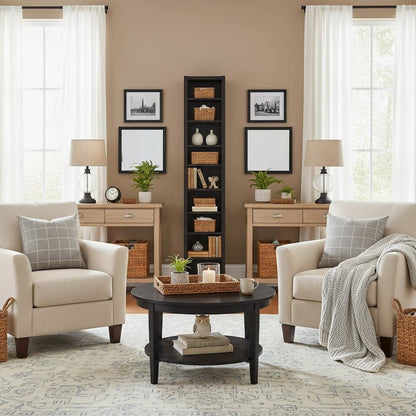 Brown Bookshelf Tall Bookcase with Corner Cabinet Style and Display Shelf