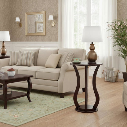 Brown Pedestal 18 Inch Side Table - End Table for Living Room Accent