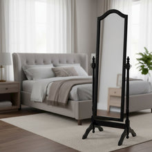 Traditional Full Length Cheval Mirror, Black Wood Frame, Arched Top