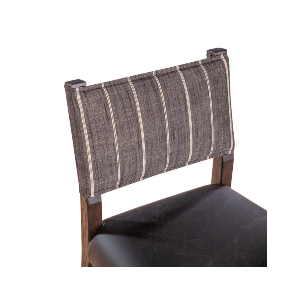 Lila Dining Chair in Black Leather and Linen