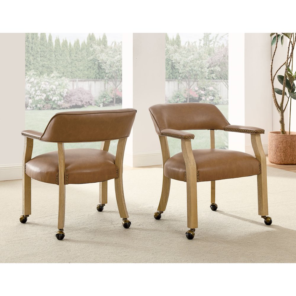 Rylie Castered Captain's Chair, Camel Vegan Leather