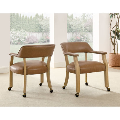 Rylie Castered Captain's Chair, Camel Vegan Leather