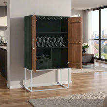 Wine Cabinet with Storage, Bar Cabinet, Mini Bar, Walnut & Black Design