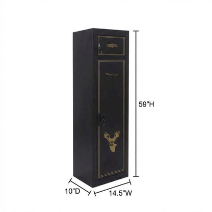 Black Metal Security Cabinet With Pistol And Ammo Compartments, Durable Storage