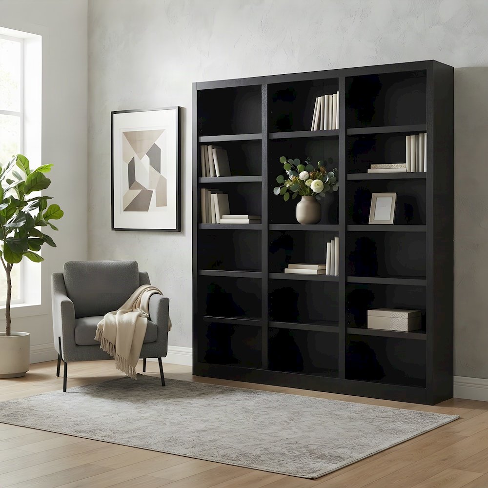 Espresso Wall Storage Unit with Adjustable Shelves and Sturdy Design