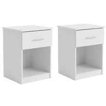 Solid White Nightstand Set, Handle, Drawer, Contemporary Bedroom Furniture