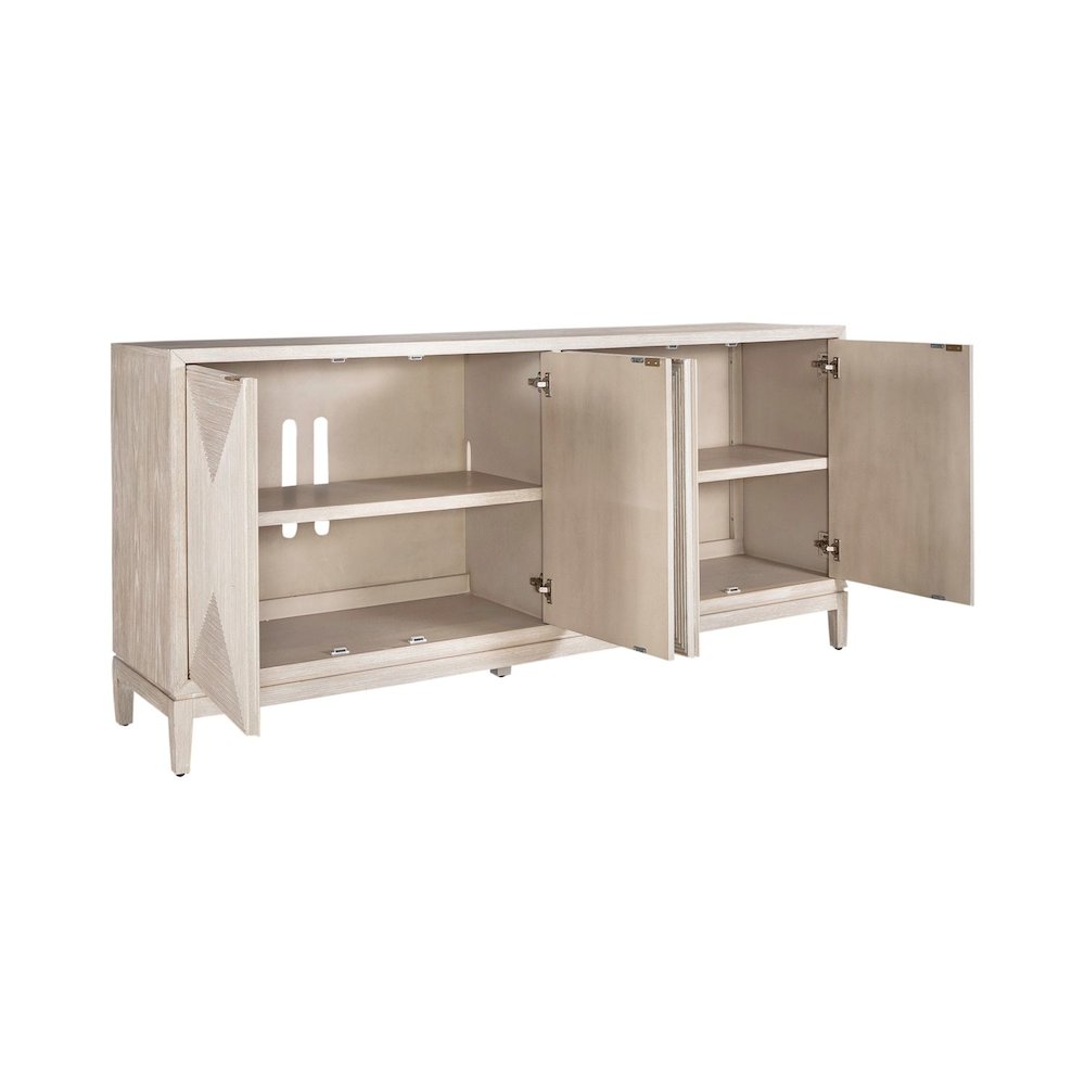 Kinsley 4 Door Accent Cabinet Light Gray in Washed Taupe