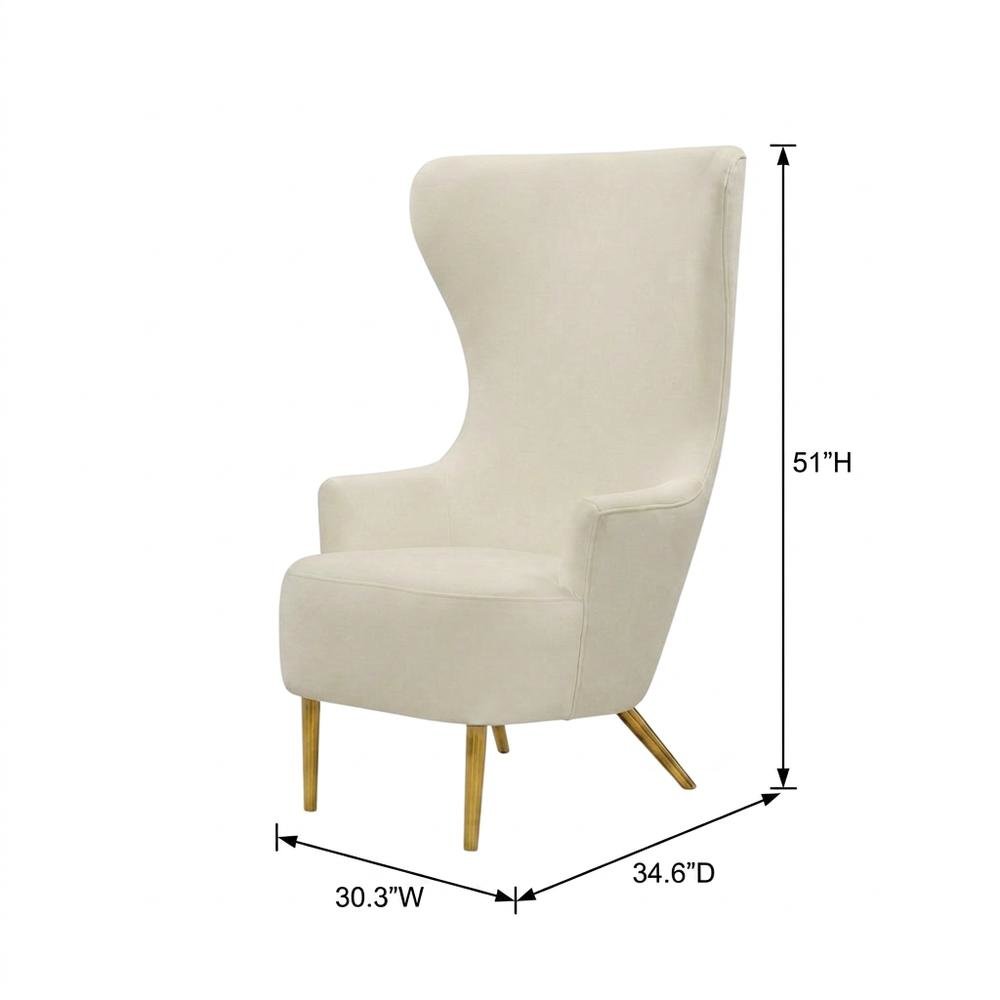 Cream Wingback Armchair with Padded Upholstery and Stylish Design