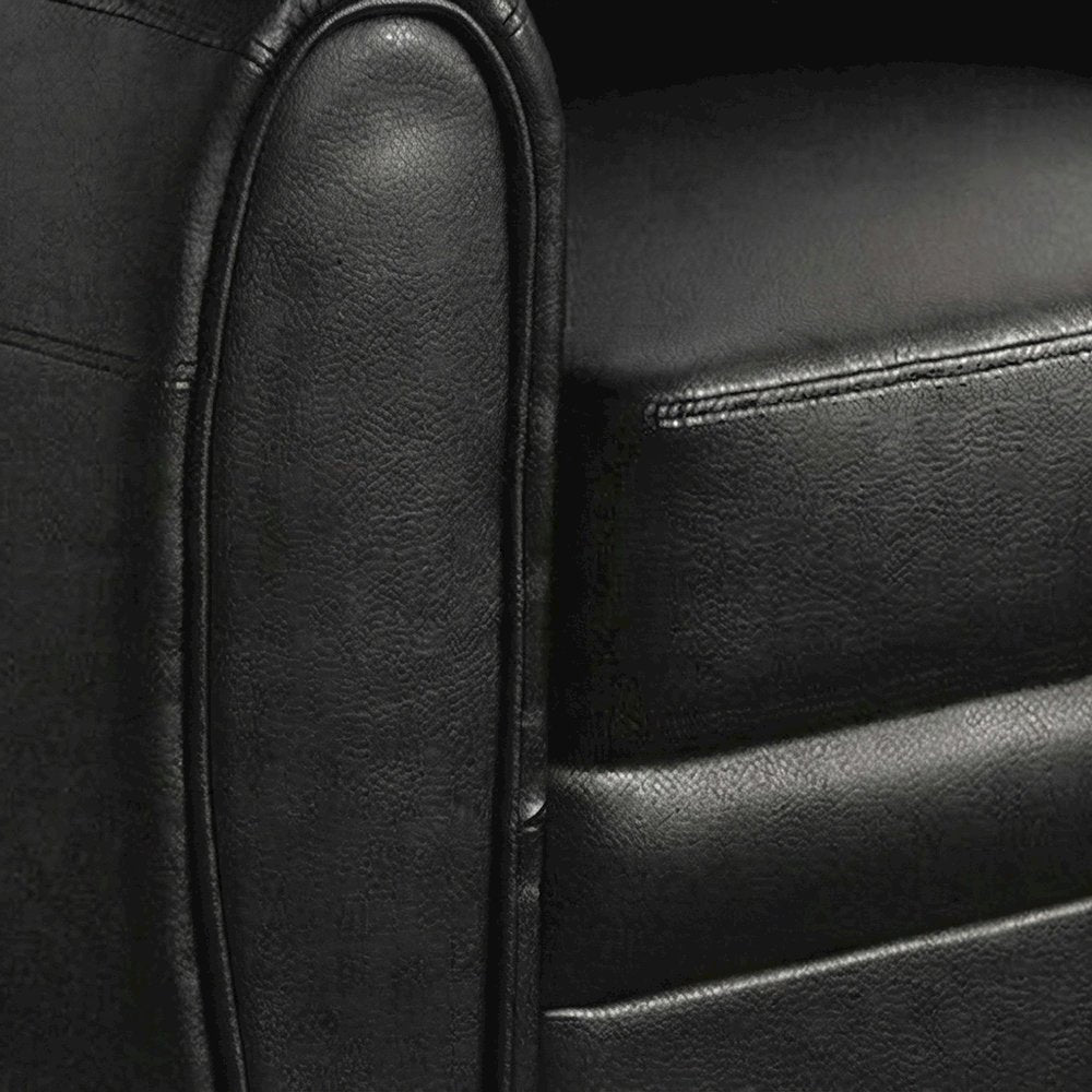 Faux Leather Accent Chair with Padded Seat and Arms for Bedroom, Black