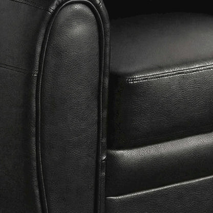 Faux Leather Accent Chair with Padded Seat and Arms for Bedroom, Black