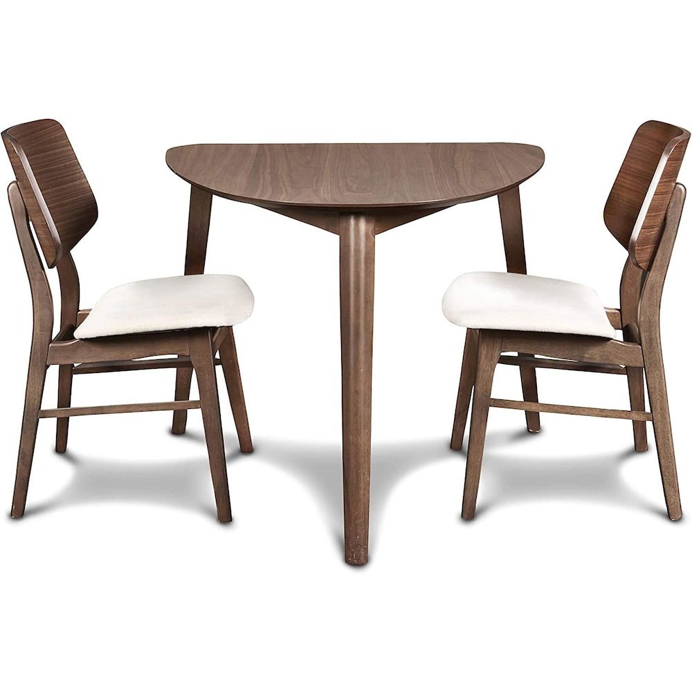Solid Wood Corner Table with 2 Chairs in Brown, Ideal for Dining Areas