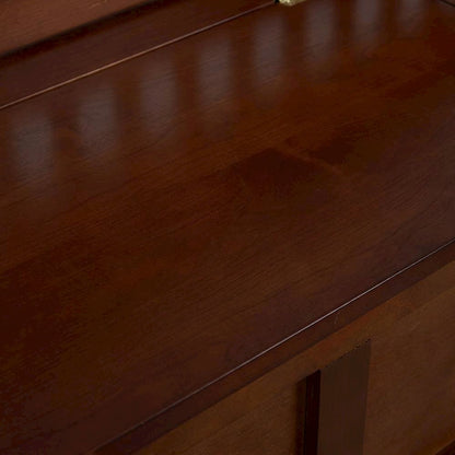 Rubberwood Split Seat Storage Bench with Slatted Low Back, Brown