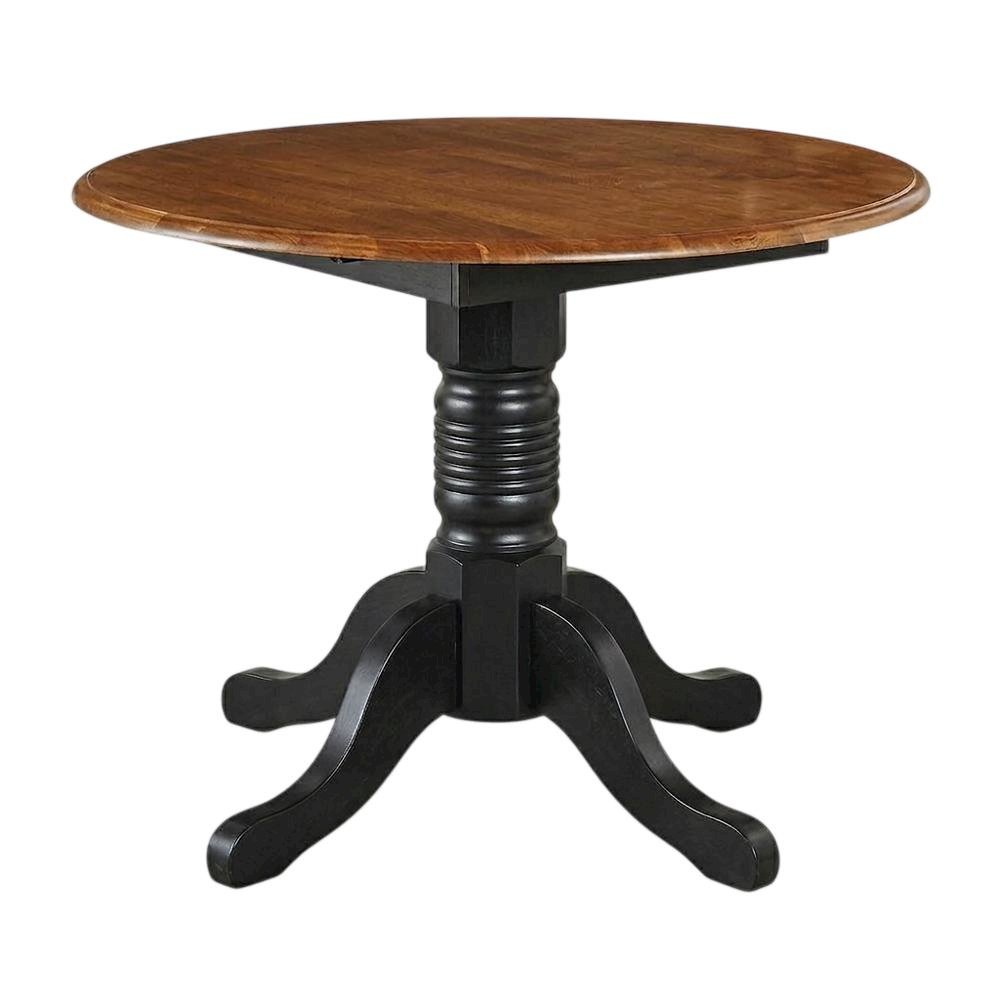 Black Oak Double Drop-Leaf Dining Table with Adjustable Length