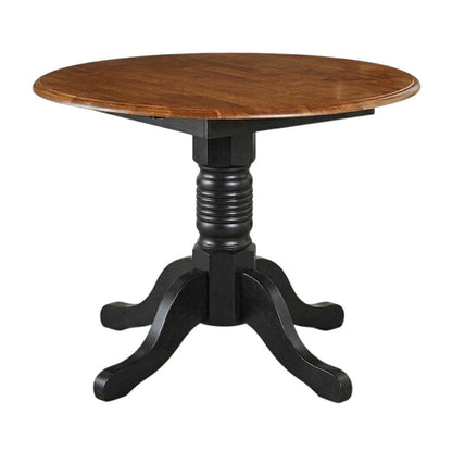 Black Oak Double Drop-Leaf Dining Table with Adjustable Length