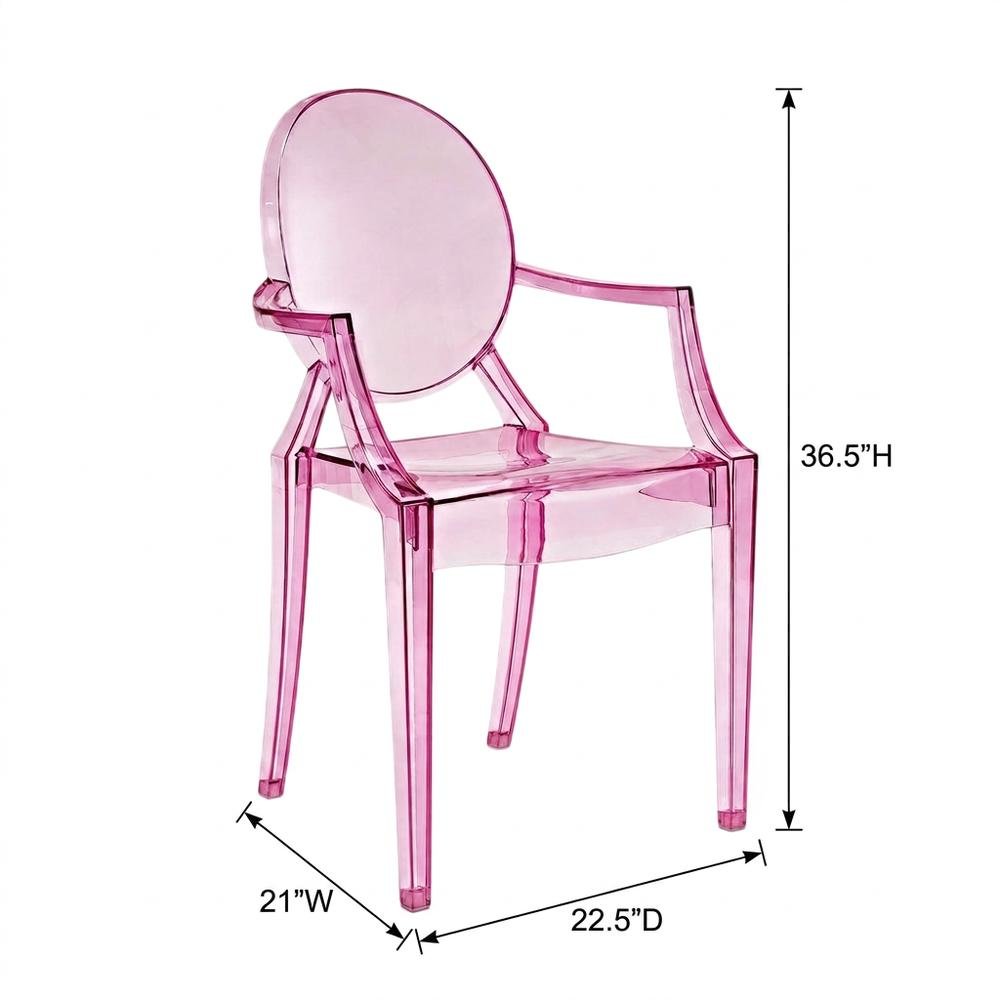 Acrylic Stackable Dining Armchair, Contoured Back, Pink
