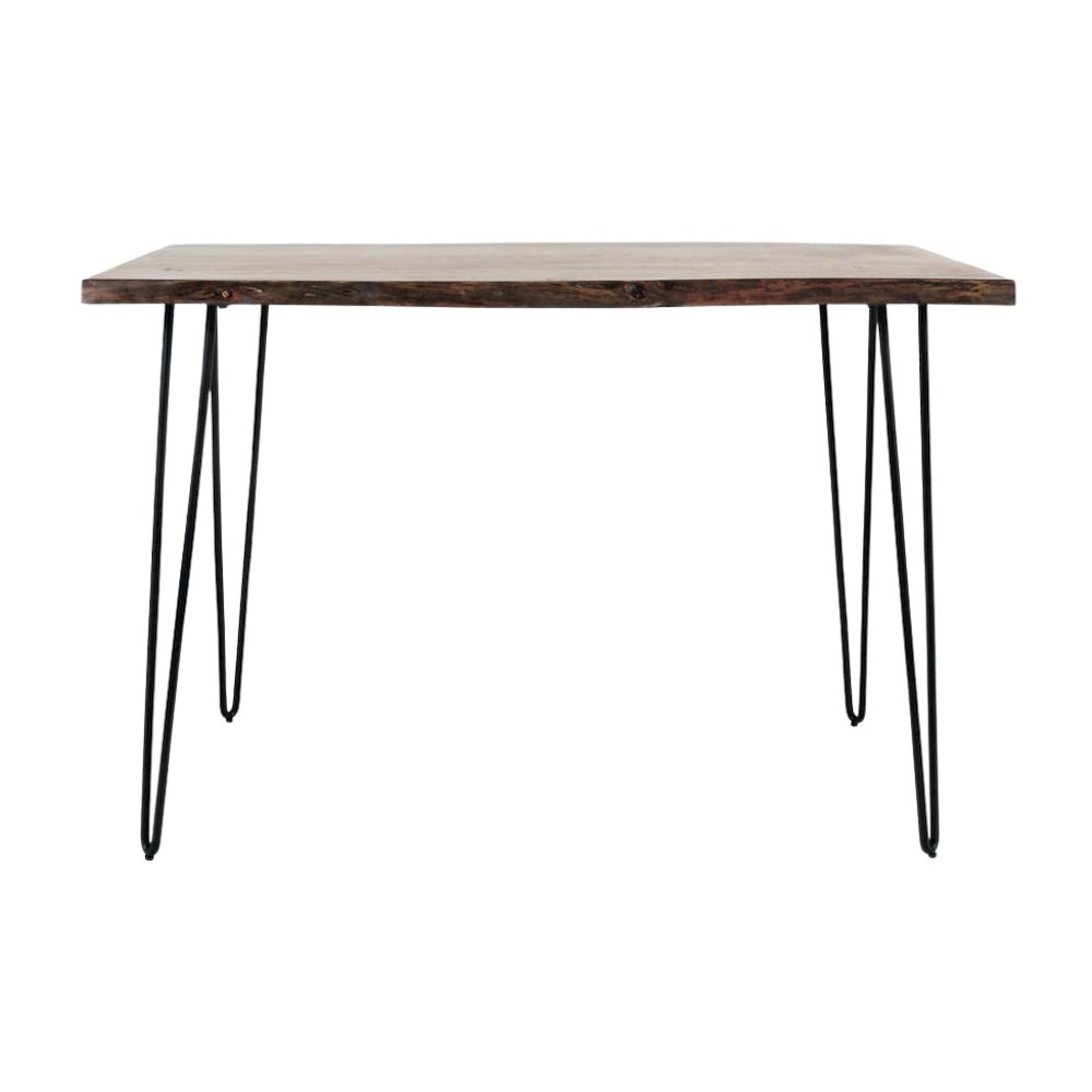 52-Inch Red Solid Acacia Counter Height Dining Table with Metal Base