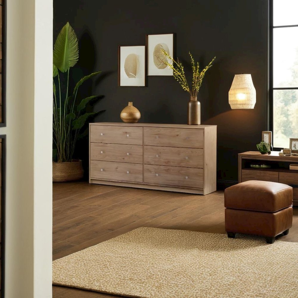 Elegant 6-Drawer Double Dresser in Jackson Hickory for Modern Bedrooms