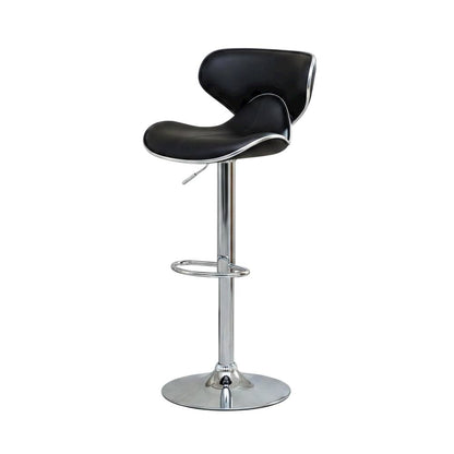 Black Leatherette Adjustable Swivel Barstool with Chrome Base, Set of 2