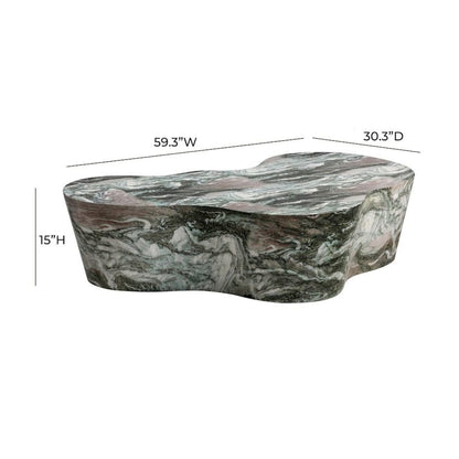 Modern Gray Stone Coffee Table with Marble Veneer Concrete Finish