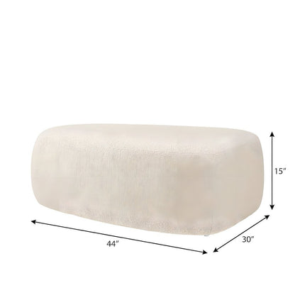 Boucle Upholstered Oversized Ottoman with Solid Larch Wood Frame