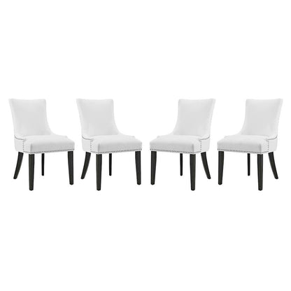Faux Leather Upholstered Dining Chairs, White, Set of 4