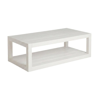 Hardwood Veneer Cocktail Table with Open Shelf and Casters