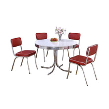 Chic 5-Piece Round Dining Set in Glossy White and Red for Stylish Spaces
