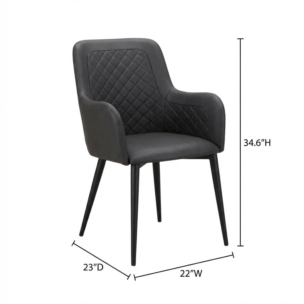 Diamond Tufted Dining Chairs Set of 2, Contemporary Accent Chair with Arms,Black