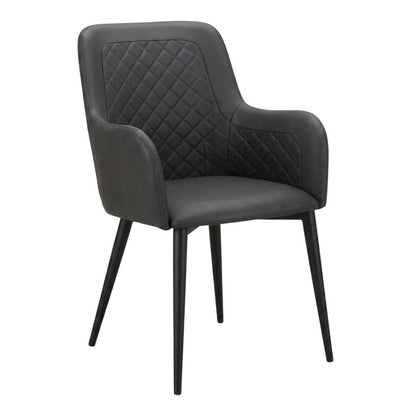 Diamond Tufted Dining Chairs Set of 2, Contemporary Accent Chair with Arms,Black