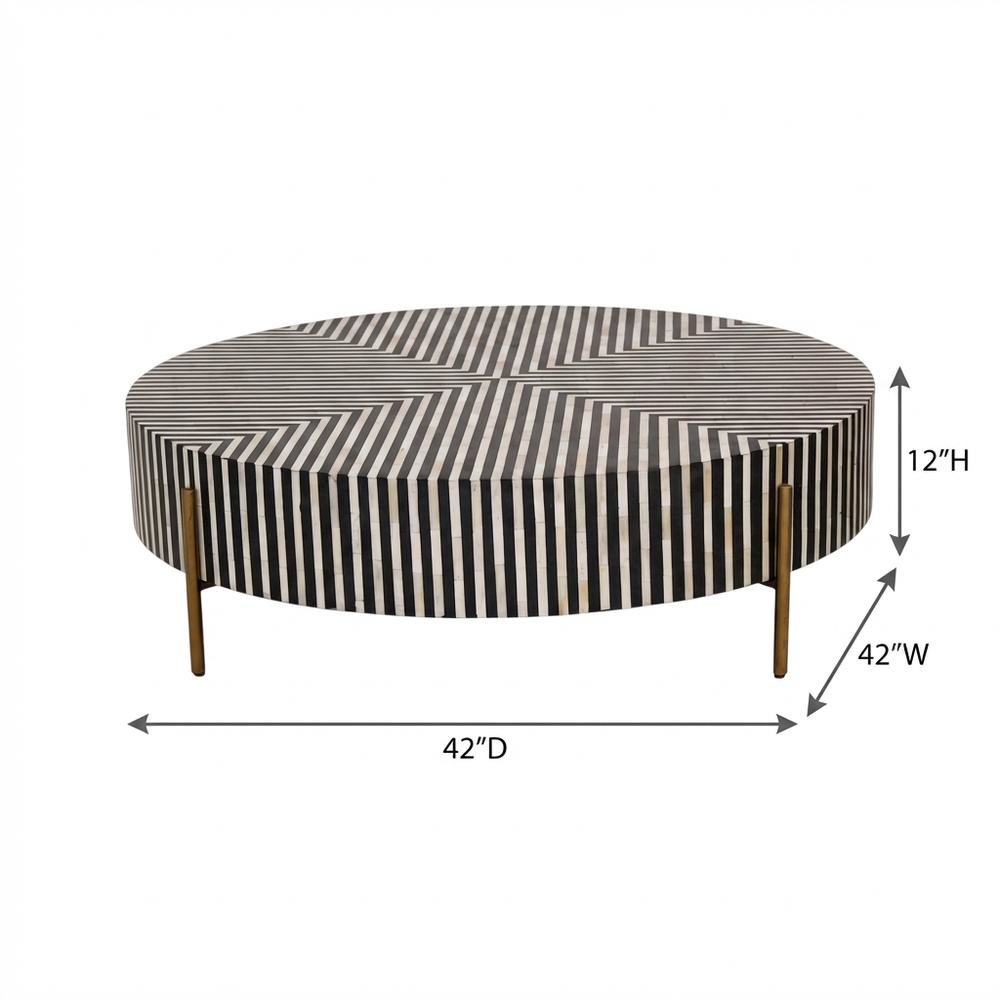 Art Deco Coffee Table with Camel Bone Top, Accent Table for Living Room