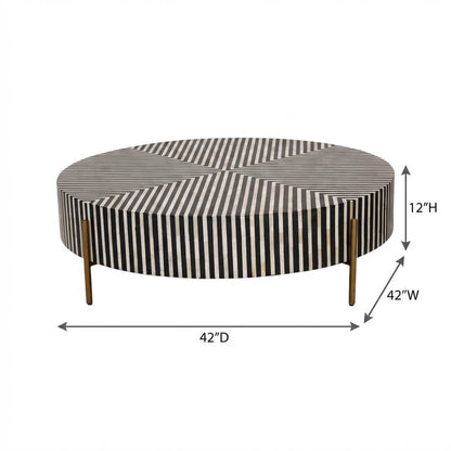 Art Deco Coffee Table with Camel Bone Top, Accent Table for Living Room