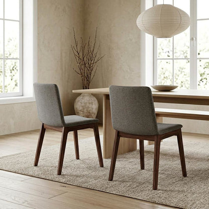 Mid-Century Dining Chairs Set of 2, Upholstered Accent Chair, Dining Room,Gray