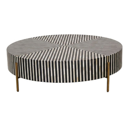 Art Deco Coffee Table with Camel Bone Top, Accent Table for Living Room