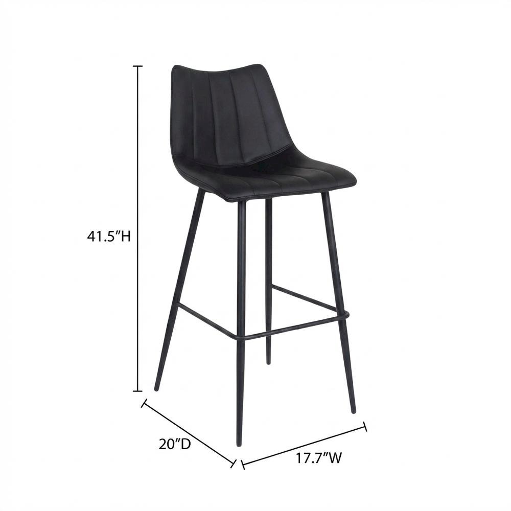 Upholstered Counter Stools Set of 2, Contemporary Bar Stools with Footrest,Black