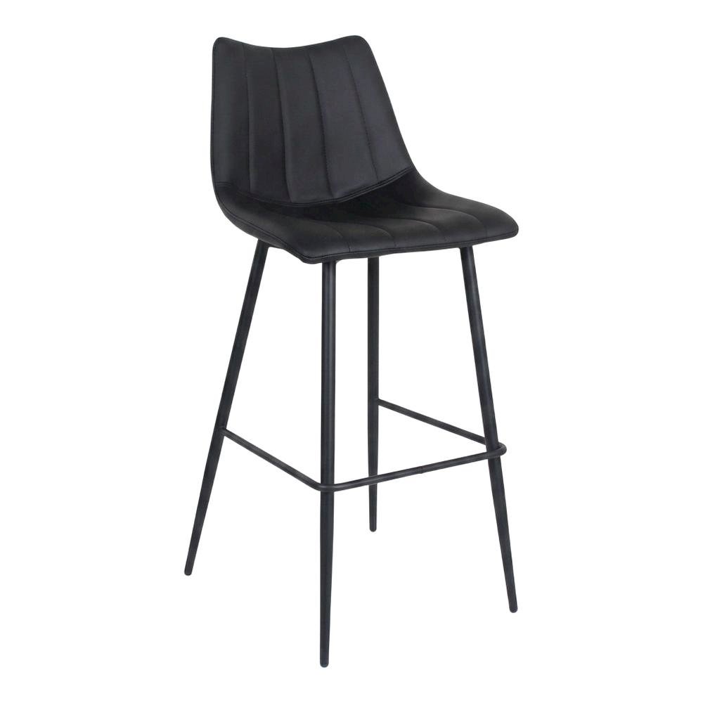 Upholstered Counter Stools Set of 2, Contemporary Bar Stools with Footrest,Black