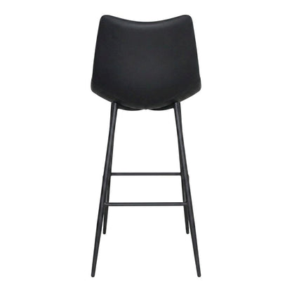 Upholstered Counter Stools Set of 2, Contemporary Bar Stools with Footrest,Black