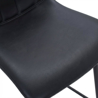 Upholstered Counter Stools Set of 2, Contemporary Bar Stools with Footrest,Black