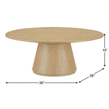 Brown Oak Veneer Coffee Table with Semi-Gloss Finish and Metal Hardware