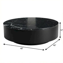 Top Black Marble Coffee Table with MDF Base, Stone Frame, Weight Capacity 30 lbs