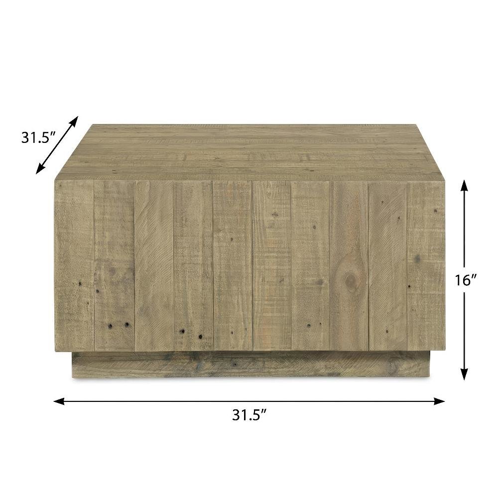 Brown Rustic Coffee Table with Solid Reclaimed Pine Top and Matt Finish