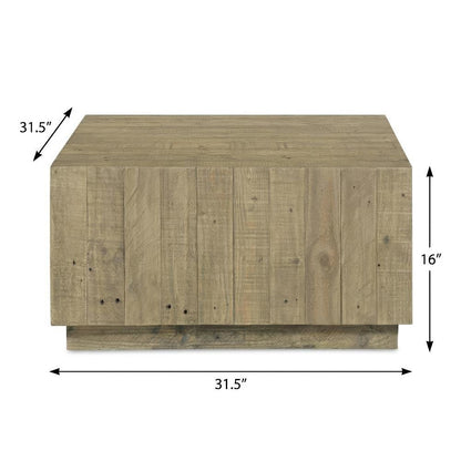 Brown Rustic Coffee Table with Solid Reclaimed Pine Top and Matt Finish