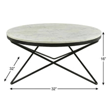 Black Marble Top Coffee Table with Metal Frame and Contemporary Design